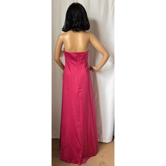 NWT David's Bridal strapless A line satin column maxi gown watermellon 8 - Picture 15 of 15